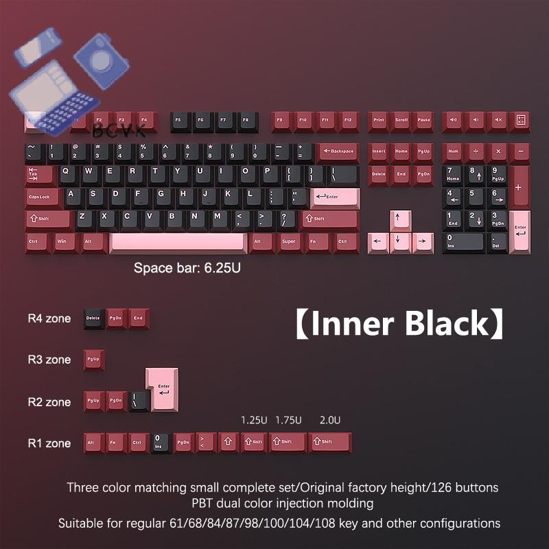 [BCVK] 126 Phím Double Shot Keycap PBT Cherry Bàn Phím Trò Chơi Cơ Học Cho MX Switch Keycap GMK67 GM