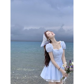 Váy Công Chúa Viền Ren Hoa Trắng Mộng Mơ, Mẫu Mới Mùa Hè Cho Nữ, Phong Cách Nhẹ Nhàng Hàn Quốc