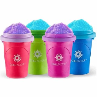 Chillfactor Neon Slushy Maker Reusable Homemade Slushies Squeeze Cup, 7 Assorted