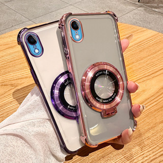 Crystal Clear Ring Case cho iPhone XR X XS Max Ốp lưng có ống kính máy ảnh Bảo vệ phim Giá đỡ điện thoại Đế chống sốc TPU mềm Vỏ điện thoại di động trong suốt