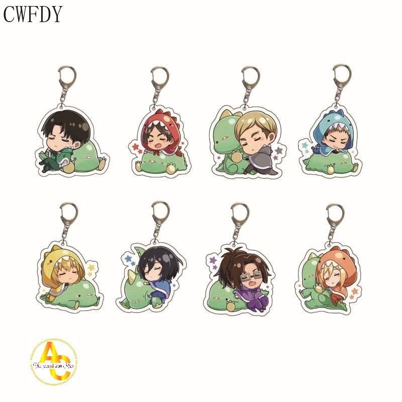 Móc khóa Fashion Anime Figure Attack on Titan Cartoon Eren Yerger Erwin Mikasa chibi cute