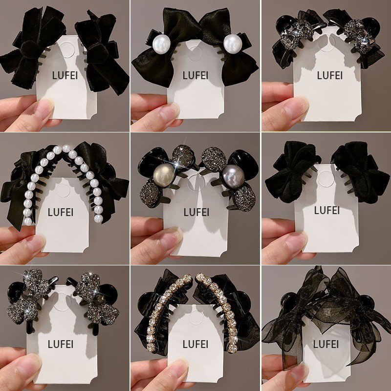 2 Cái / nơ Kích Thước Nhỏ Lấy Kẹp Nửa Dây Buộc Tóc Nổ Kẹp Trán Bên Gãy Tóc Phụ Kiện Tóc