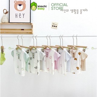 Đồ Bộ Cộc Tay Cho Bé Trai, Bé Gái BAOBAO Vải Cotton Xước Cúc Ngực Quần Kẻ, Bộ Quần Áo Cho Bé Mặc Hè MKM405