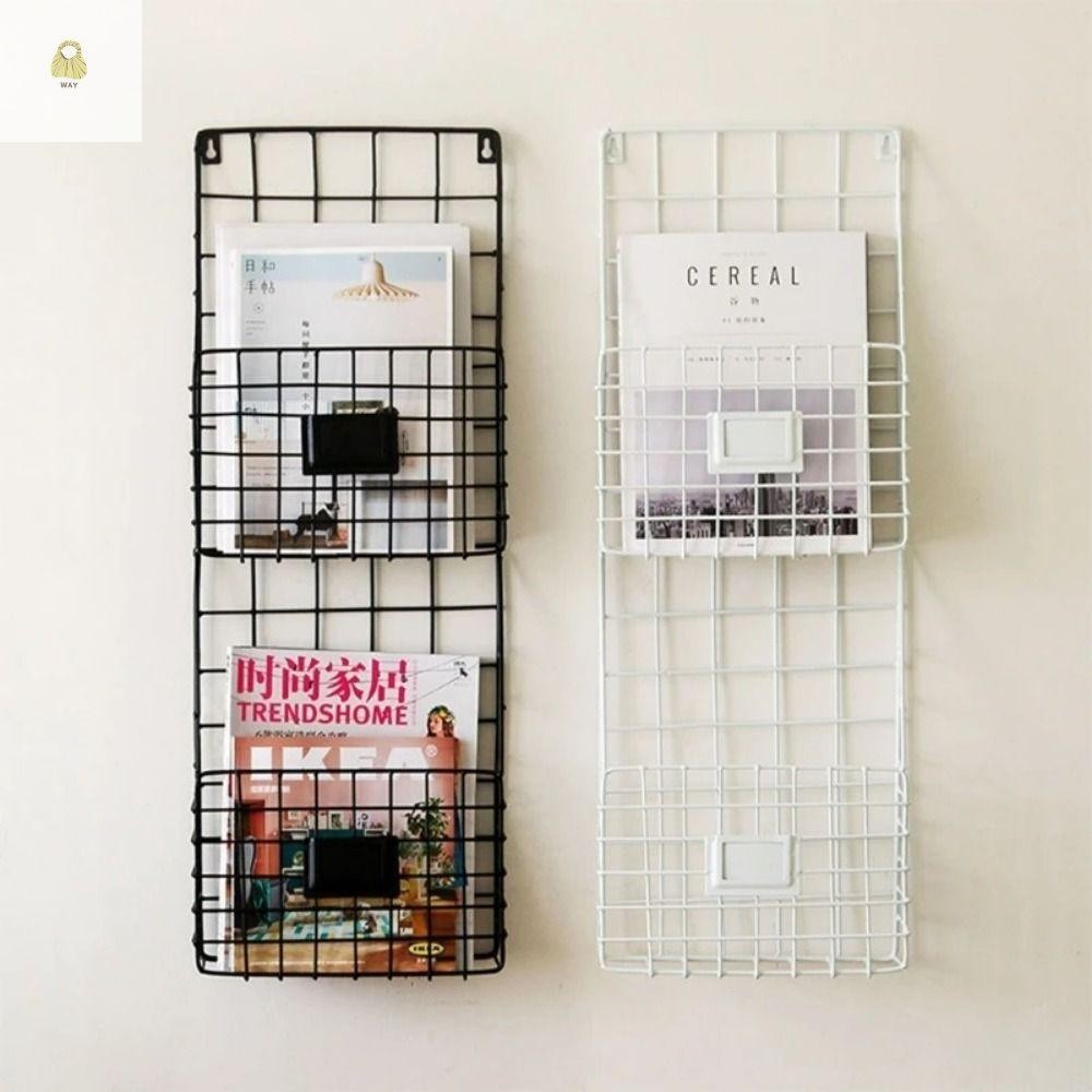WAY Magazine File Holder, Treo Tường Dễ Dàng Lắp Đặt Thư, Tay Cầm Lưới Kim Loại Hữu Ích Giỏ Dây Nhẹ 