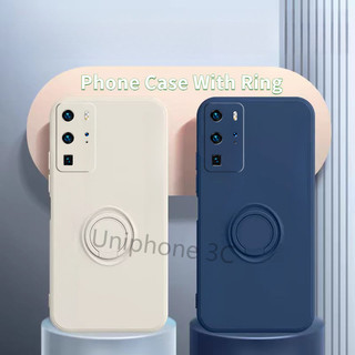 Vỏ khung HUAWEI P70 P60 P50 P40 P30 PRO Lquid Silicone Mềm Ốp Lưng Khóa Ngón Tay Giá Đỡ Vỏ Điện Thoại