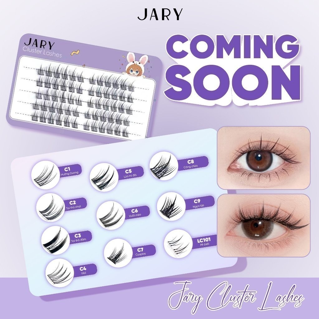 Hộp Nhựa 5 Hàng Lông Mi Cụm Tự Nhiên, Đa Phong Cách Jary Cluster Lashes Hàn Quốc