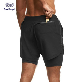 Men's Summer Workout Anti-Exposure Multi-Pocket Quick-Drying Breathable Double Layer Running Exercise Shorts Thin Five Points Basketball Shorts Rmax
