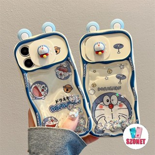 Quicksand Push Window Doremon Mềm Chống Sốc Có Dây Buộc Ốp Lưng Điện Thoại Cho iPhone 16 15 14 13 12 11 Pro Max 15 Plus XS XR X 8 7 6 6S Plus + SE 2020 Vỏ Điện Thoại Chống Rơi