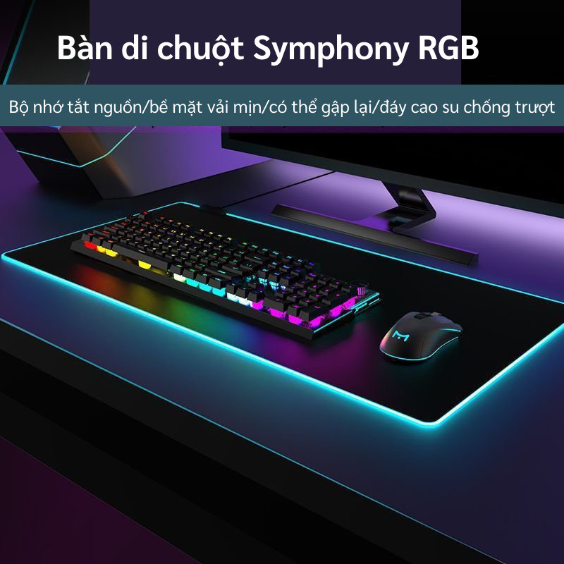 Miếng Lót Bàn Phím, Lót Chuột Led RGB Mousepad Led Size 40x90cm, 30x80cm, 25x30cm Bảo Hành 1 Đổi 1Ja
