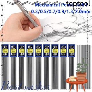 Toptool 6 Hộp Chì Chì Bút Chì Cơ Khí, Đổ Lại Bút Chì Tự Động Màu Đen Than Chì, Chất Lượng Cao 0.3 / 0.5 / 0.7 / 0.9 / 1.3 / 2.0mm Thay Thế Bút Chì Cơ Có Thể Xóa Được Học Sinh