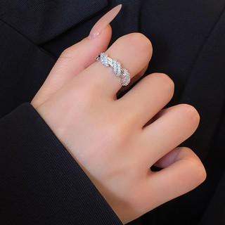 Bộ nhẫn Unisex mới có đá mở bạc có thể điều chỉnh