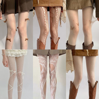 Quần tất lưới mỏng JK ren nơ cho nữ