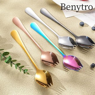 Benytro Muỗng Salad Dĩa, Máy Rửa Bát Bộ Đồ Ăn Bằng Thép Không Gỉ Spork Món Tráng Miệng Thìa, Sáng Tạo 2 Trong 1 5 Màu Tay Cầm Dài Thìa Canh Cho Dụng Cụ Nhà Bếp