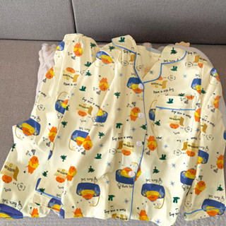 Bộ đồ ngủ dài tay hoạt hình đáng yêu mới cho cún con Bộ quần áo ở nhà