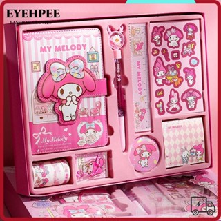 Bộ sổ tay EYEHPEE Sanrio, Sổ tay dễ thương Kuromi My Melody Văn phòng phẩm học tập, Bút cát lún hoạt hình hợp thời trang Hộp quà tặng DIY dành cho học sinh