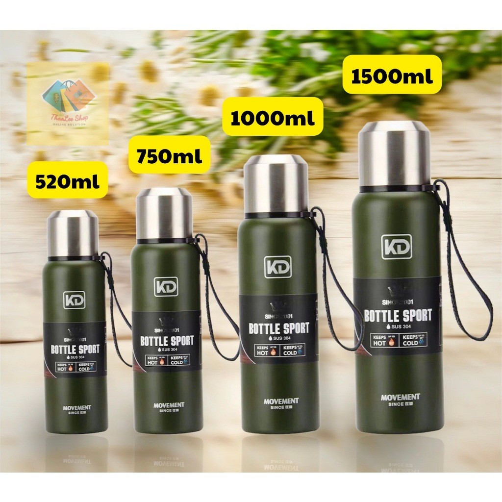 Bình giữ nhiệt inox 304 cao cấp Vauum Cup KD-852 giữ nhiệt 24h dung tích 520ml/750ml/1000ml/1500ml