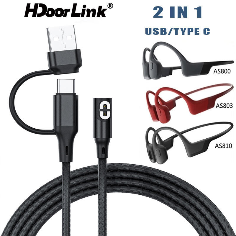 Hdoorlink 2in1 AfterShokz Sạc Cáp Sạc USB / TYPE C Từ Tính Cho AfterShokz OpenRun Pro AS810 Aeropex 