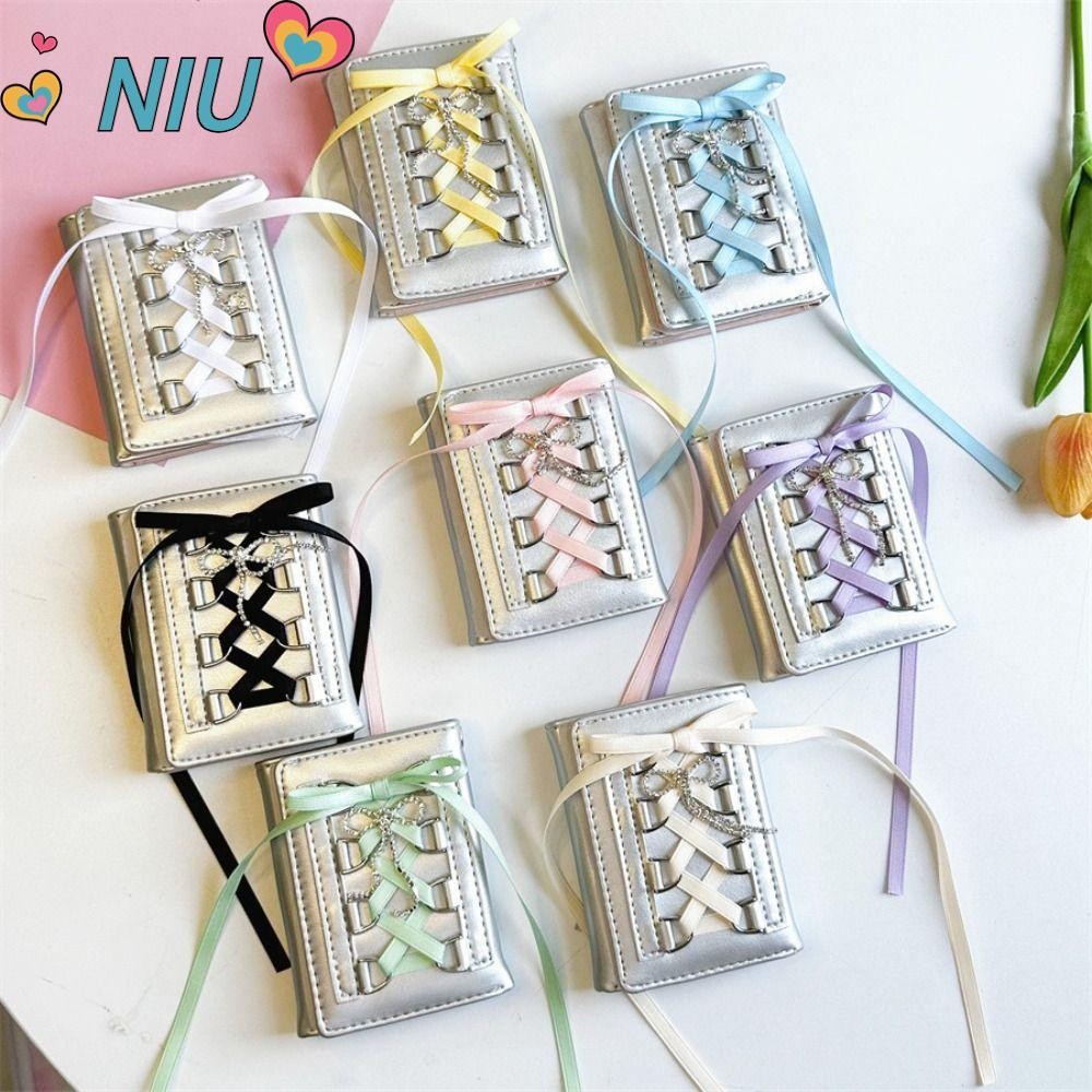 Ví bạc ngọt ngào NIUYOUZ1, Ví đựng tiền xu ngắn có dây đeo phong cách Hàn Quốc, Nhà thiết kế thời trang Ví nữ Y2k chính hãng