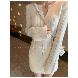 YUSHANLAN áo len cardigan áo khoác cardigan Stylish Cute Cổ điển Phong cách WMY23B0N44 36Z240905