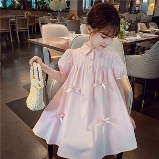  3-14 Tuổi Mùa Hè Bé Gái Đầm Trẻ Em Vừa Lớn Thời Trang Trẻ Em Puff Tay Áo Sơ Mi Đầm Bé Gái Nơ Ngọt Ngào Đầm Công Chúa 