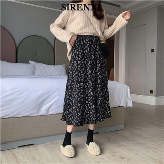 SIRENXI Váy Maxi, Váy dài lưng cao co giãn chữ A, Váy Boho in họa tiết eo co giãn thời trang 2024