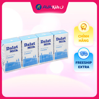 Lốc 4 hộp sữa tươi tiệt trùng Dalat Milk ít đường 110 ml - Dành cho trẻ từ 1 tuổi