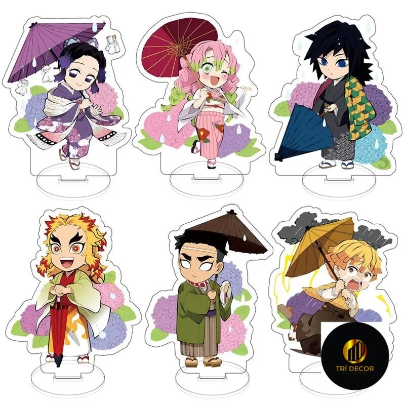 Mô hình Standee Anime Demon Slayerz Kochou Shinobu Kanroji Mitsuri Tomioka Giyuu Phụ kiện trang trí 