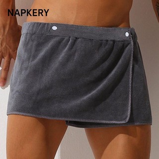  Quần Short Nam NAPKERY Gợi Cảm Quần Short Tắm Ngắn Chia Bên Bộ Đồ Ngủ Bơi Dày Mềm Microfiber Khăn Tắm Quần Dành Cho Người Lớn 