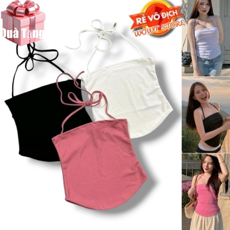 Áo ống dây cột nơ cổ vạt bầu