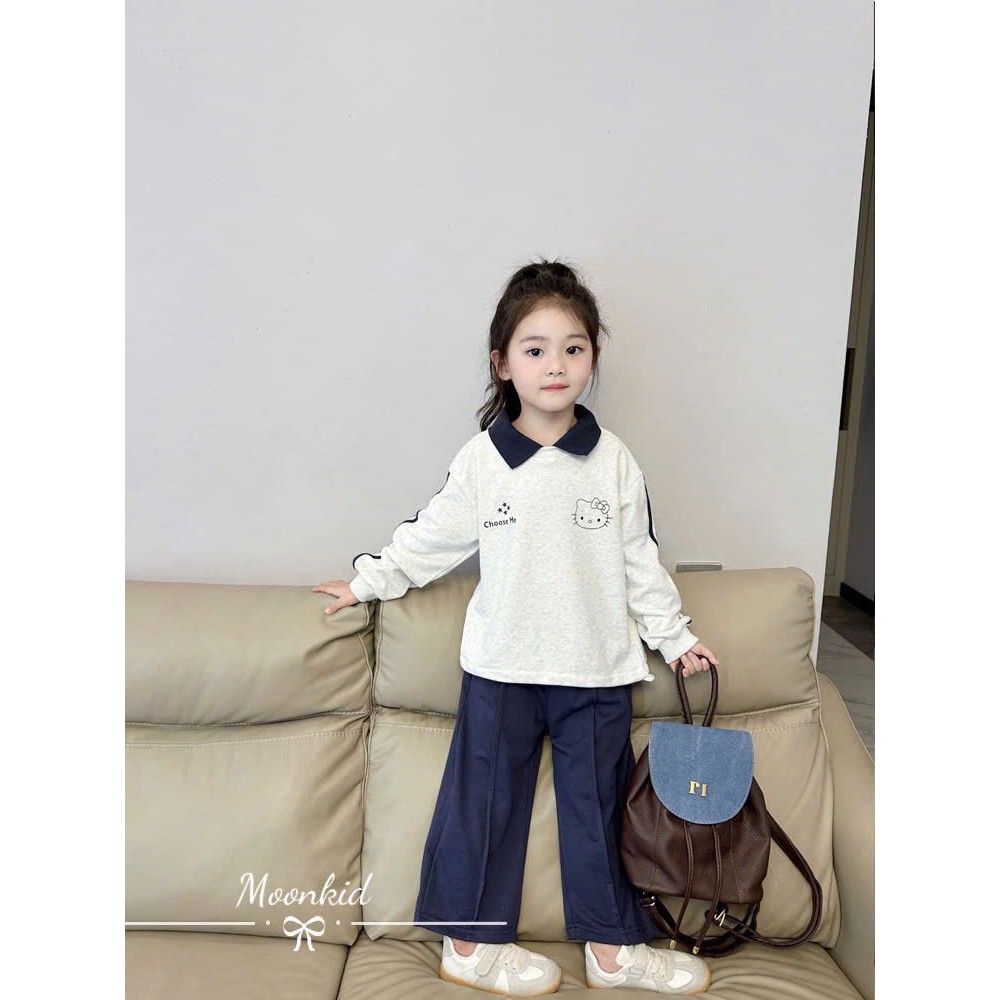 10-30kg Set áo kitty cố trụ mix quần suông moonkids cho bé gái