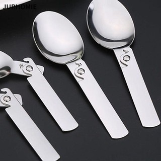 Muỗng Canh JURHOMIE, Thìa Gấp Inox Titan 304, Bộ Đồ Ăn Du Lịch Ngoài Trời Bạc Di Động Thìa Cà Phê