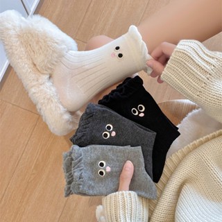 Đôi Mắt Dễ Thương Bong Bóng Miệng Tất Nữ Xuân Thu Phong Cách Đại Học Hàn Quốc Giữa Ống Tất Ins Hợp Thời Trang Cotton Mùa Hè Mỏng Nhật Bản Hoạt Hình Tất