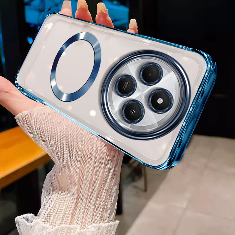 ốp lưng Ốp lưng điện thoại Redmi 14C Ốp lưng trong suốt viền vàng mềm có vòng hút nam châm bảo vệ giảm xóc wstmcxq01