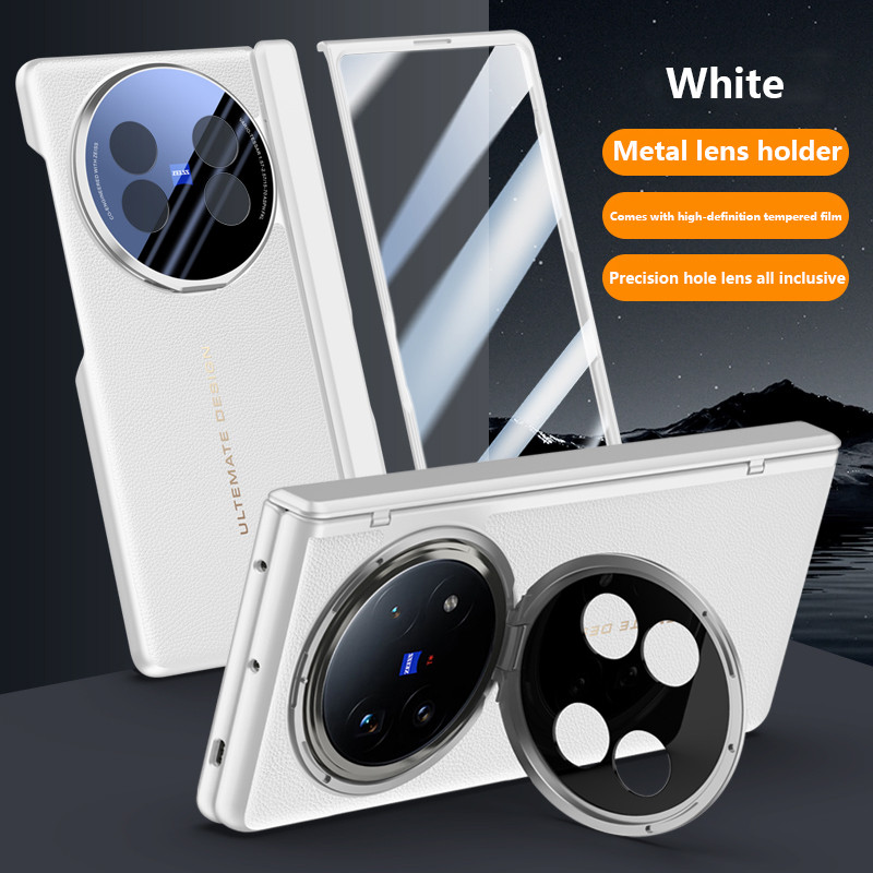 Ốp Da Cảm Giác Da Cho Vivo X Fold5 Fold 5 5G Bản Lề Từ Tính Chống Sốc Có Kính Cường Lực