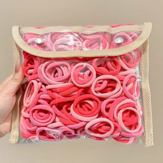 Set 100/200 Dây Buộc Tóc Đuôi To Cao Su Co Giãn Đơn Giản Thời Trang Hàn Quốc Cho Bé Gái