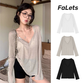  Áo chống nắng lệch vai cổ v Ovesize Top Mỏng Tay Dài Phong Cách Mới Thích Hợp Mùa Hè 