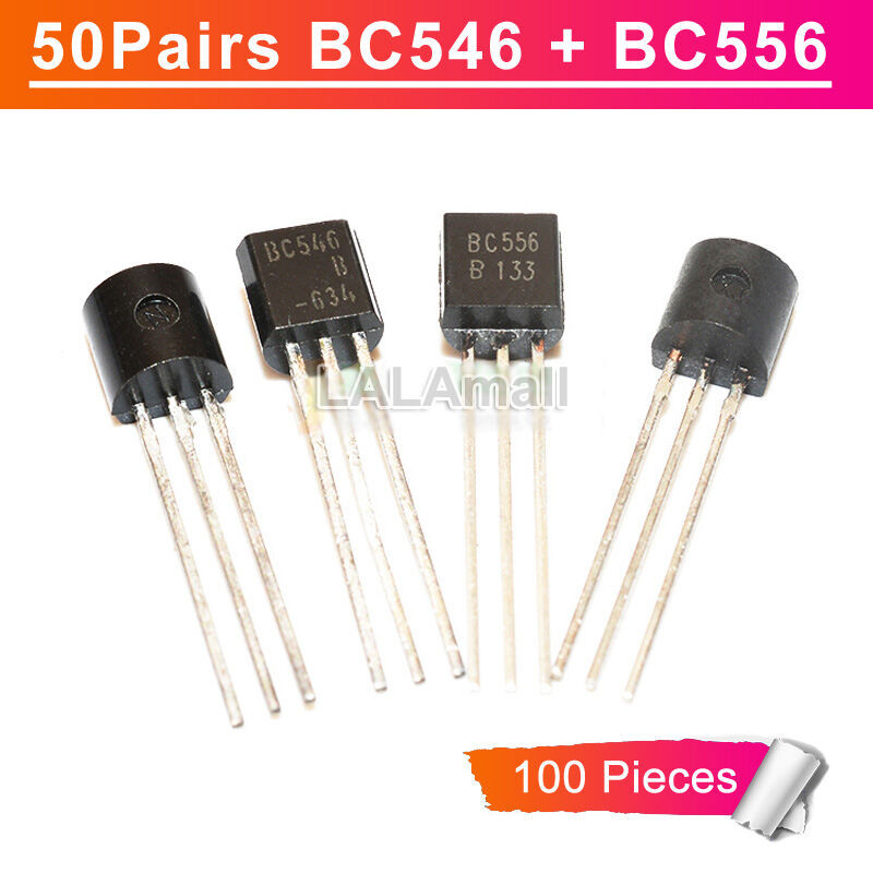 100 chiếc (50 chiếc BC546 + 50 chiếc BC556) TO-92 BC546B BC556B TO92 65V / 100mA Bộ chuyển đổi tín h