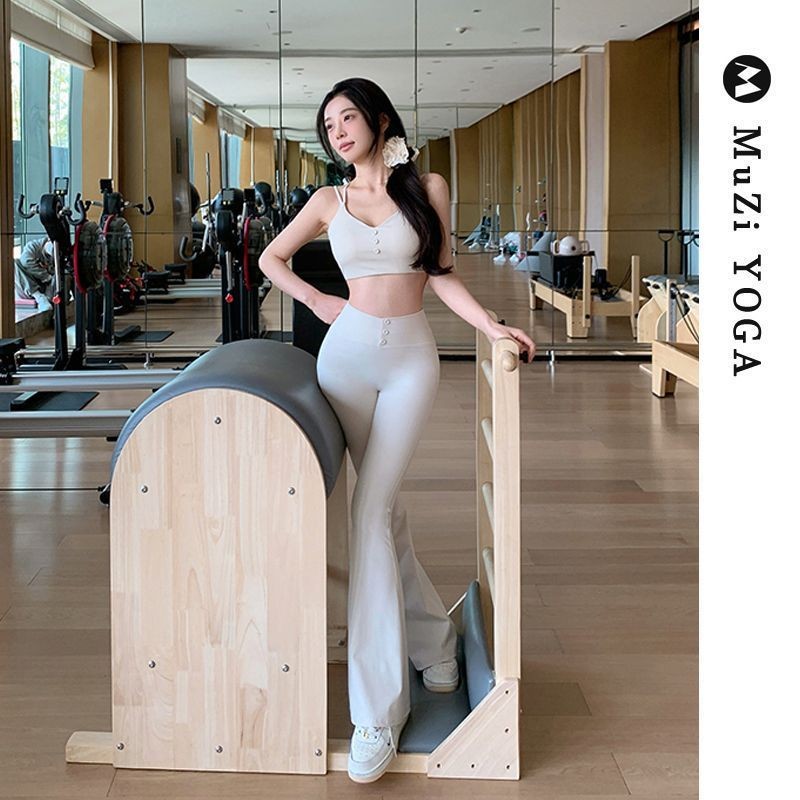 Bộ áo yoga cho phụ nữ, quần ống loe thể thao nâng hông cao, bộ hai mảnh thể dục mới