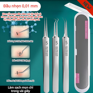 Bộ nhíp lấy mụn an toàn/Bộ nặn mụn chuyên nghiệp/Cây gắp mụn/Cây nặn mụn/Gắp mụn đầu đen/Nhíp gắp mụn đầu đen