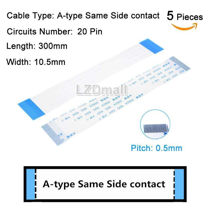 5 Chiếc FPC Ruy Băng Cáp Phẳng Linh Hoạt Sân 0.5mm 300mm 30cm Loại A Cùng Mặt Tiếp Xúc 4P 5P 6P 7P 8