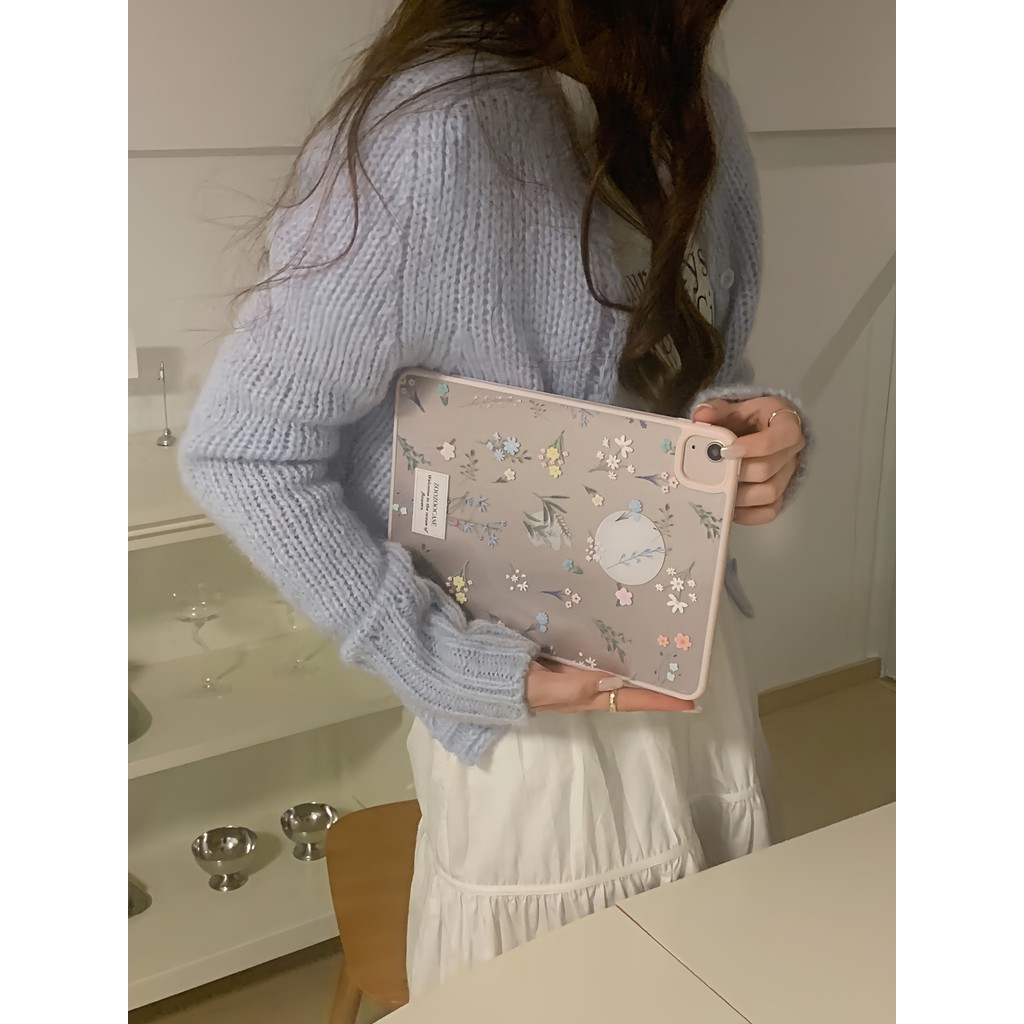 Ốp Lưng Đơn Đế iPad Màu Hồng Nhẹ Nhàng Hoa Cho iPad Pro 2022 / 2021 Phiên Bản 11inch Máy Tính Bảng i