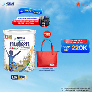 Thực Phẩm Dinh Dưỡng Y Học Nutren Junior Thụy Sĩ hỗ trợ tăng cân và tiêu hóa cho bé 800g Tặng Túi simili Màu Đỏ