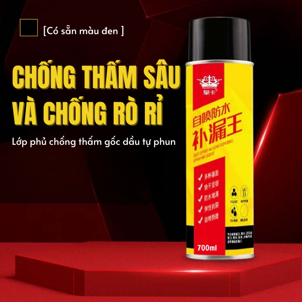 Keo Xịt Chống Thấm Dột Dùng Cho Mái Tôn, Ống Nước, Nhựa, Tường Tự Phun Dễ Thi Công, Siêu Bền 700ml
