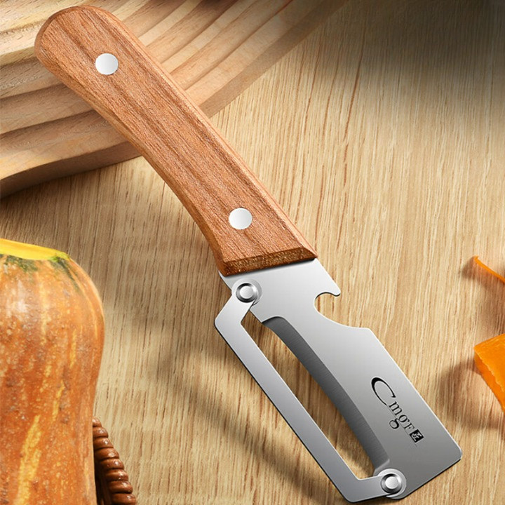 Combo 2 Dao Bào Đa Năng Lưỡi 3CR Inox Cán Gỗ Gọt Rau Củ Trái Cây