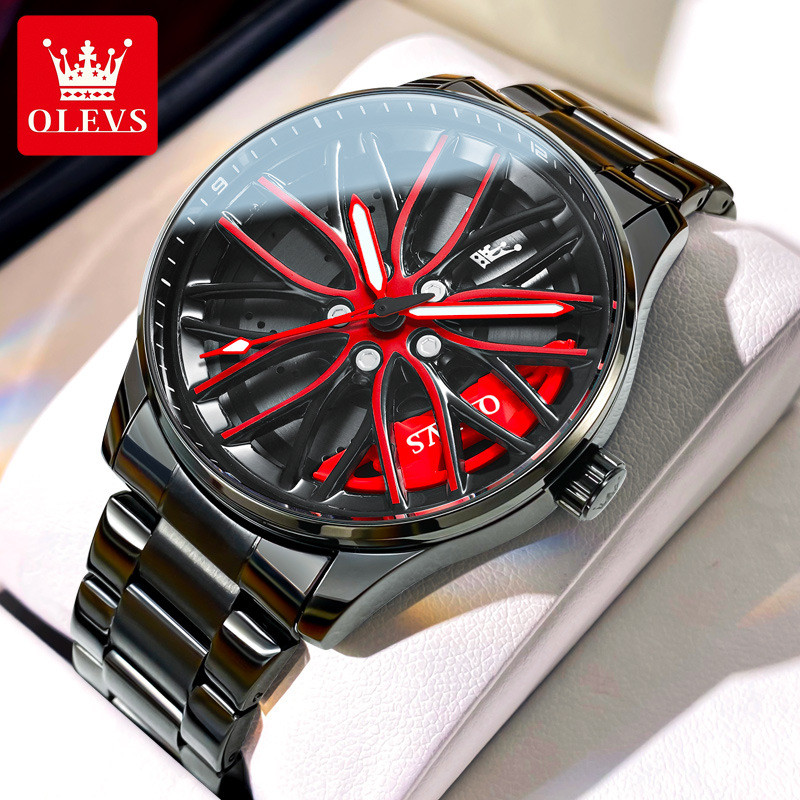 [OLEVS] Đồng Hồ Nam Chính Hãng Mặt Đ Hồ Lỗ Quay Chống Nước Tự Ánh Sáng Cơ Quartz Quà Tặng Nam(9937)