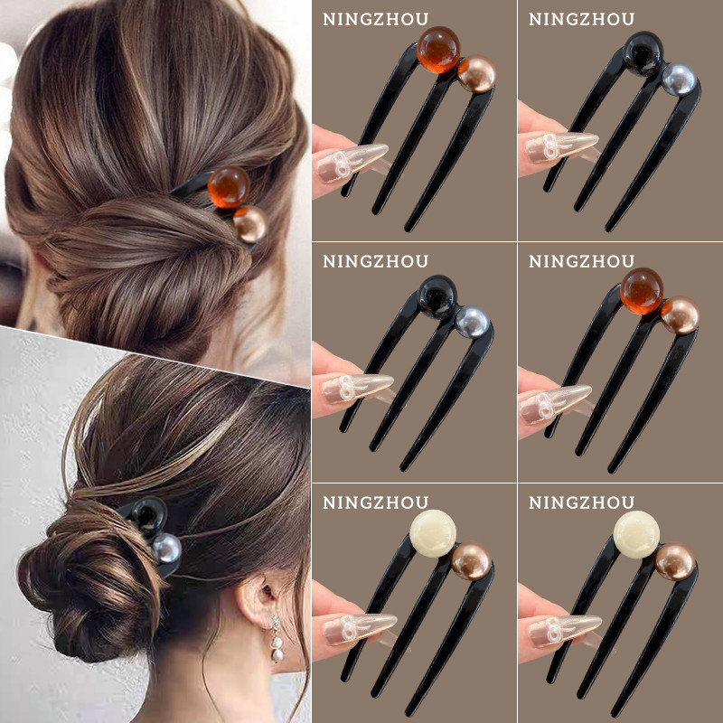 Kẹp tóc hạt ba răng hình chữ U thời trang Hàn Quốc Mũ đội đầu tóc cao cấp mới