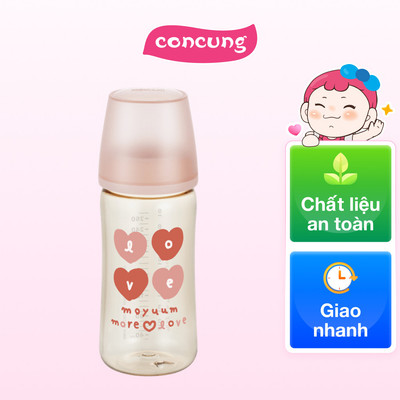 Bình sữa Moyuum thế hệ 3 PPSU 270ml (trái tim hồng)
