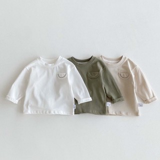Áo thun dài tay cho trẻ sơ sinh có túi Cotton cho bé 0-3 tuổi Quần áo trẻ em
