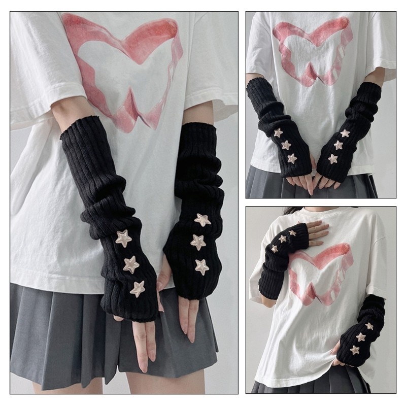 Găng tay nữ style gothic, thiết kế đan ngón