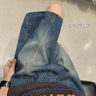 Yazhiniao Quần Short Nam Mỹ retro Phong Cách Đại Học ins Xu Hướng Đường Phố Phong Thủy Rửa Cũ Quần Short denim Nam